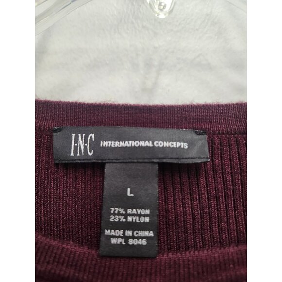 INC International Concepts Sweater Womens Large Burgundy Lace Up Detail Pullover - Picture 4 of 7